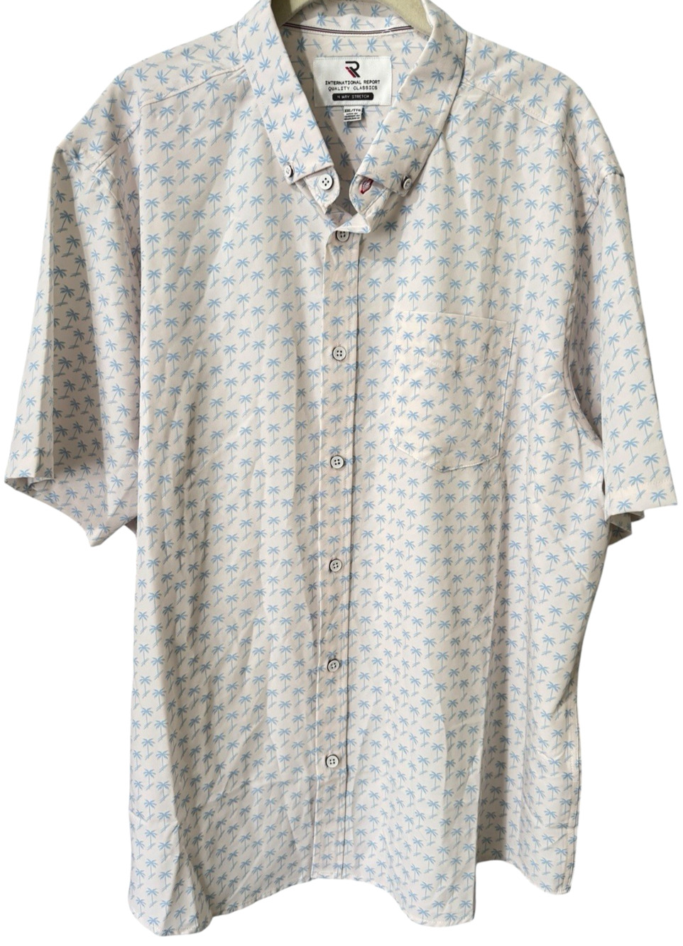 NEW International Report Shirt Men 2XL 4-Way Stretch Performance Palm Print